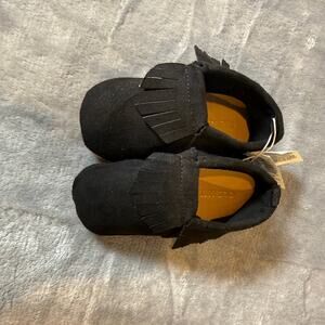 Old Navy Kids Moccasins Black Fringe Slip On Shoes Size 13 New